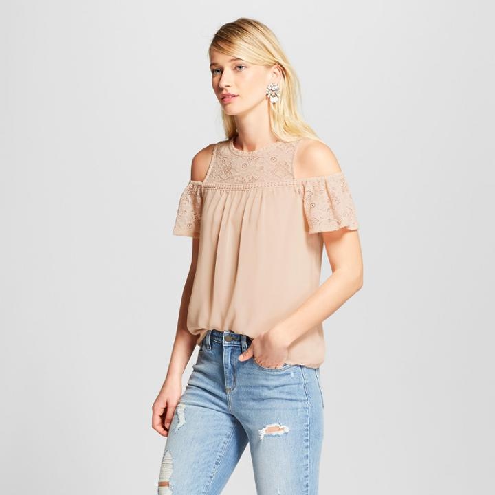 Women's Wrap Front Top Short Sleeve Blouse - Lily Star (juniors') Pink