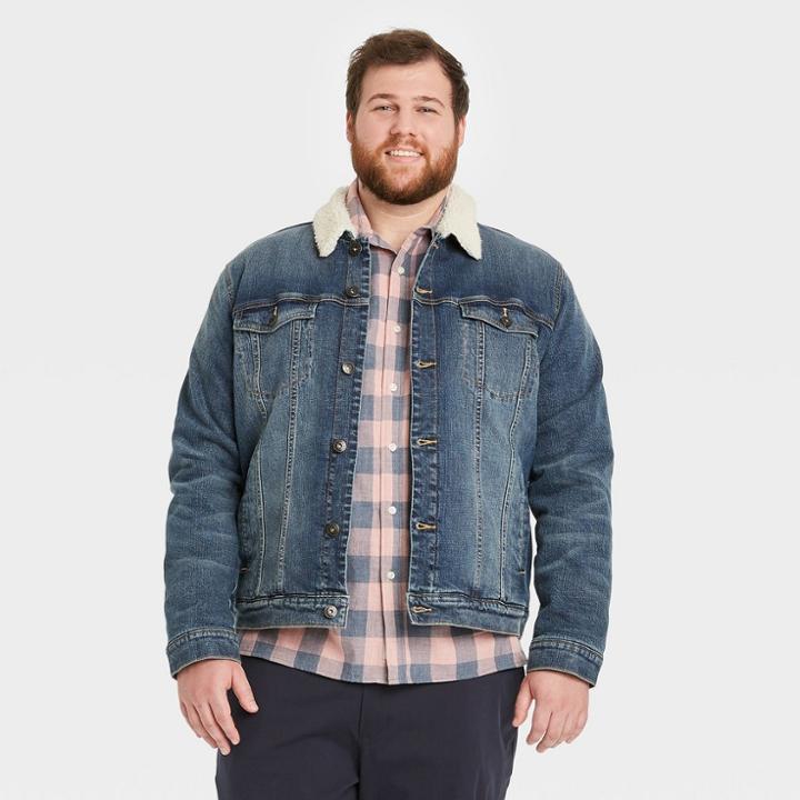 Men's Tall Sherpa Denim Jacket - Goodfellow & Co Blue