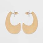 Flat Organic Shaped Brass And In Worn Gold Post Hoop Earrings - Universal Thread Gold, Women's