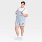 Ev Lgbt Pride Pride Gender Inclusive Adult Extended Size 5 Rainbow Jean Strap Shortalls - Light Blue