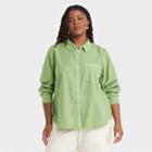 Women's Plus Size Long Sleeve Classic Fit Button-down Shirt - Universal Thread Green