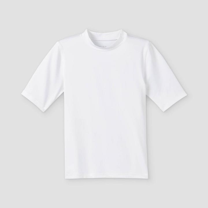 Boys' Solid Short Sleeve Rash Guard Swim Shirt - Cat & Jack White