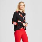 Women's Long Sleeve Silky Button-up Blouse - Who What Wear Rose Print