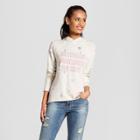 Women's Champagne, Sunglasses, Top Knot Hooded Pullover Distressed Graphic Sweatshirt - Grayson Threads White