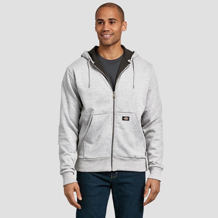 Dickies Men's Thermal Lined Fleece Hoodie- Ash Gray