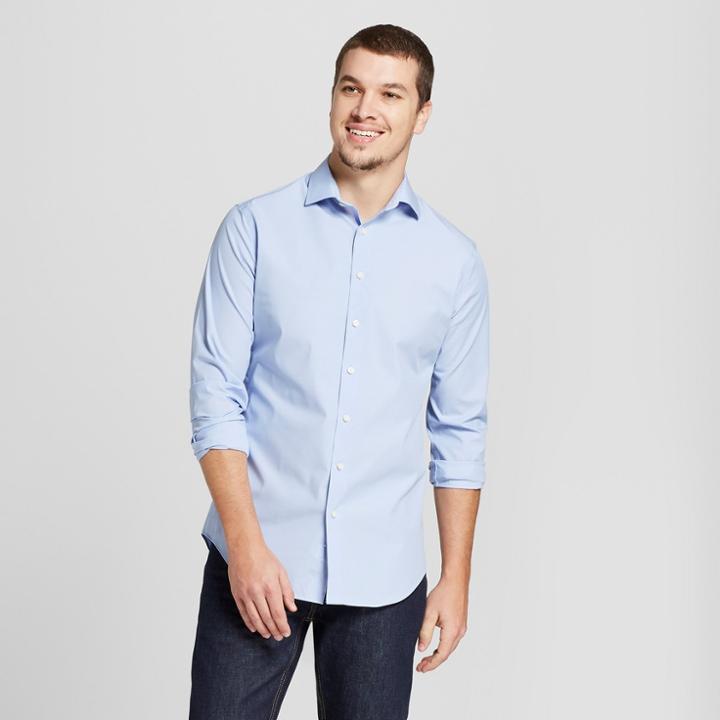 Men's Slim Fit Long Sleeve Button-down Dress Shirt - Goodfellow & Co Blue