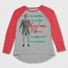 Plus Size Girls' Elf 3/4 Sleeve Graphic Raglan T-shirt - Heather Gray