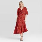 Women's Animal Print Elbow Sleeve Dress - Who What Wear Red