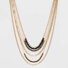 Short Multi Layered With Copper Blue And Black Glass Beads Statement Necklace - A New Day Balck