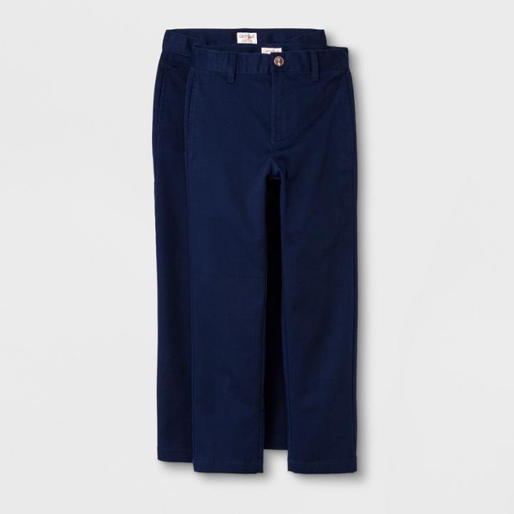Boys' 2pc Ultimate Flat Front Uniform Chino Pants - Cat & Jack Navy (blue)