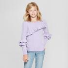 Girls' Ruffle Pullover Sweater - Cat & Jack Purple