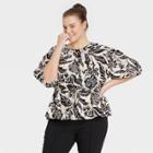 Women's Plus Size Balloon Elbow Sleeve Popover Blouse - Who What Wear Cream Floral 1x, Ivory Floral
