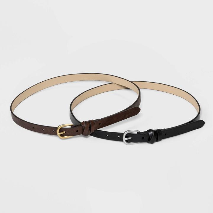 Women's 2pk Wrap Belt - Universal Thread Cognac/black