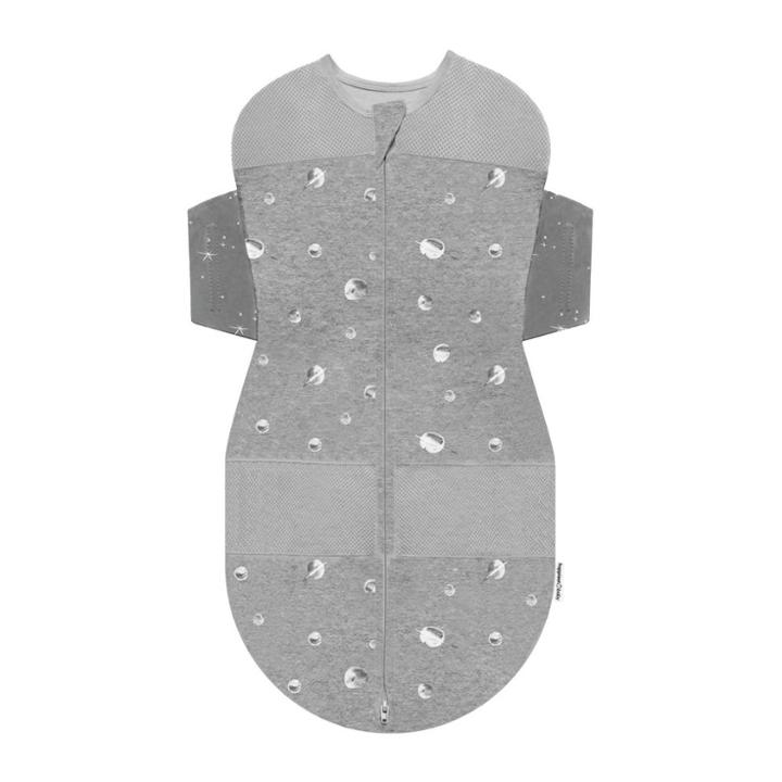 Happiest Baby Snoo Sack Swaddle Wrap - Gray Melange With Planets Stars On Wings -