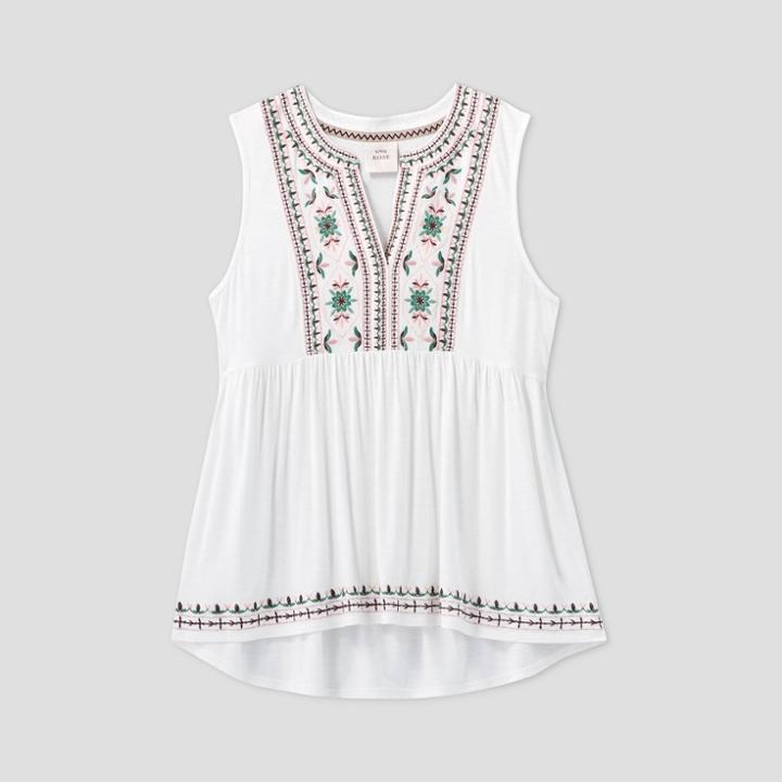 Women's Sleeveless Embroidered Blouse - Knox Rose White