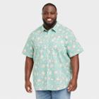 Men's Big & Tall Short Sleeve Button-down Shirt - Goodfellow & Co Aqua Green