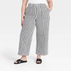 Women's Plus Size Striped High-rise Wide Leg Pants - Who What Wear White/black