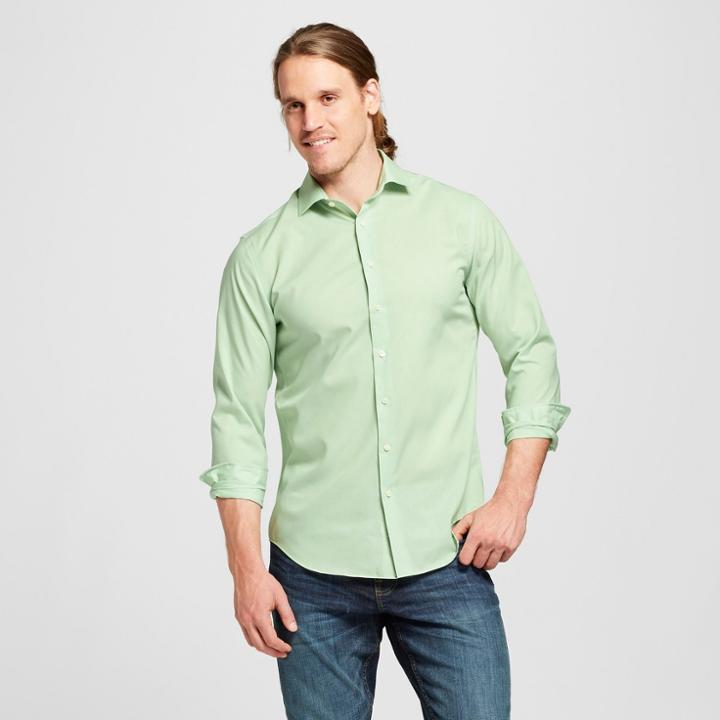 Men's Standard Fit Long Sleeve Button-down Dress Shirt - Goodfellow & Co Celadon