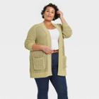 Women's Plus Size Matte Chenille Cardigan - Ava & Viv Olive X, Green