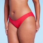 Women's Ribbed High Leg Cheeky Bikini Bottom - Wild Fable Red