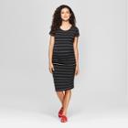Maternity Striped Short Sleeve Shirred T-shirt Dress - Isabel Maternity By Ingrid & Isabel Black L, Black