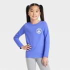 Girls' 'peace' Long Sleeve Graphic T-shirt - Cat & Jack Deep Violet Xs, Deep Purple
