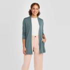 Women's Long Sleeve Open Neck Cardigan - A New Day Light Teal Xs, Women's,
