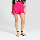 Women's Crepe Ruffle Shorts - A New Day Pink Xxs