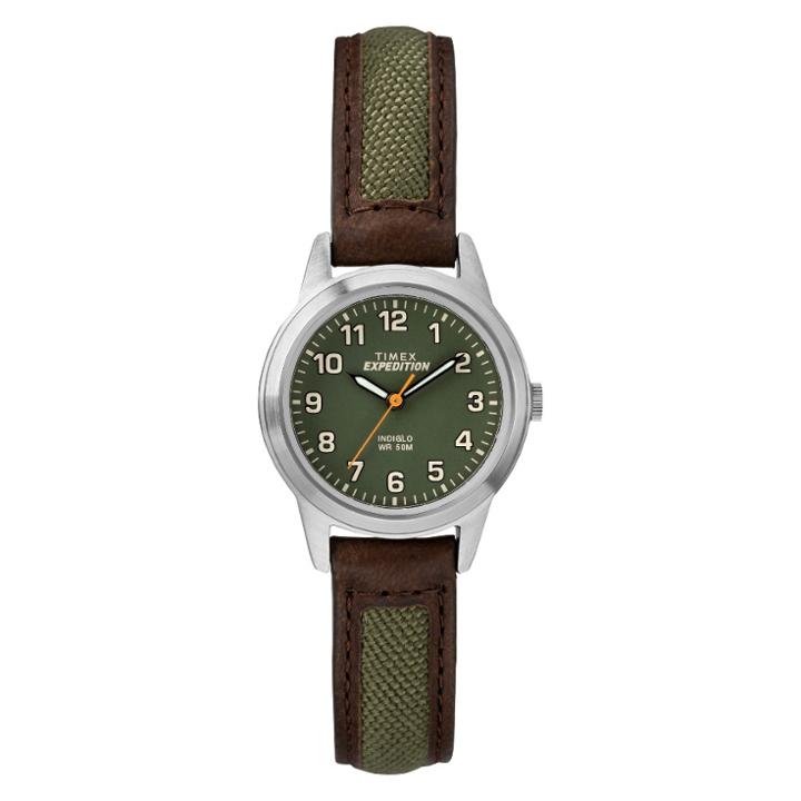 Women's Timex Indiglo Expedition Field Watch With Nylon/leather Strap - Brown Tw4b12000jt