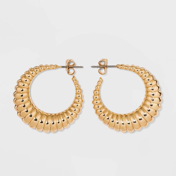 Round Shrimp Hoop Earrings - A New Day Gold