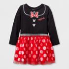 Toddler Girls' Disney Mickey Mouse & Friends Minnie Mouse Long Sleeve Tutu Dress - Black