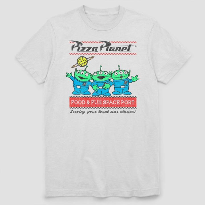 Men's Disney Pizza Planet Aliens Short Sleeve Graphic T-shirt - White S, Men's,