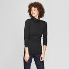 Women's Long Sleeve Fitted Turtleneck - A New Day Black