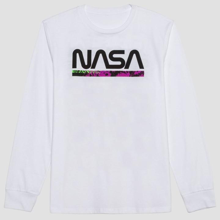 Well Worn Men's Nasa Long Sleeve Graphic T-shirt - White S, Men's,