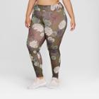Women's Performance Plus Size Chrysanthemum Floral Print Mid-rise Leggings - Joylab Olive