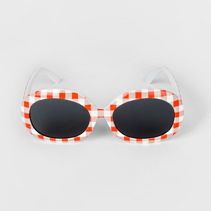 Toddler Girls' Gingham Sunglasses - Cat & Jack Coral (pink)