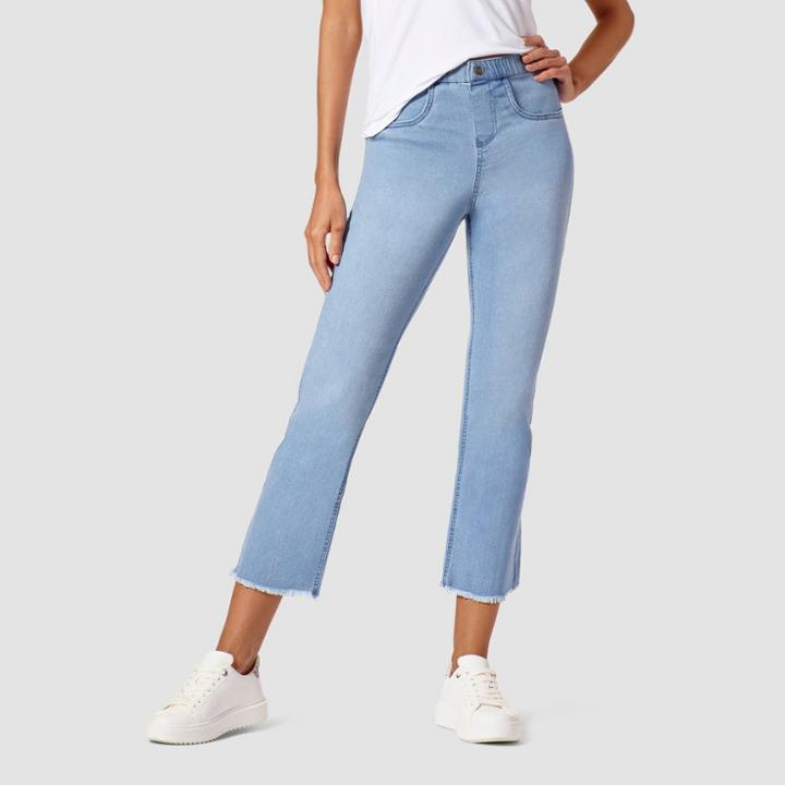 Hue Studio Women's Cropped Denim Flare Leggings - Light Classic Wash S, Light Classic Blue