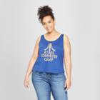 Junk Food Women's Plus Size Atari Computer Camp Ringer Graphic Tank Top - Blue