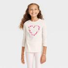 Girls' Valentine's Day 'heart' Long Sleeve Graphic T-shirt - Cat & Jack Cream