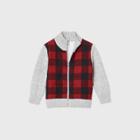 Toddler Boys' Mock Neck Plaid Full Zip Cardigan - Cat & Jack Heather Gray