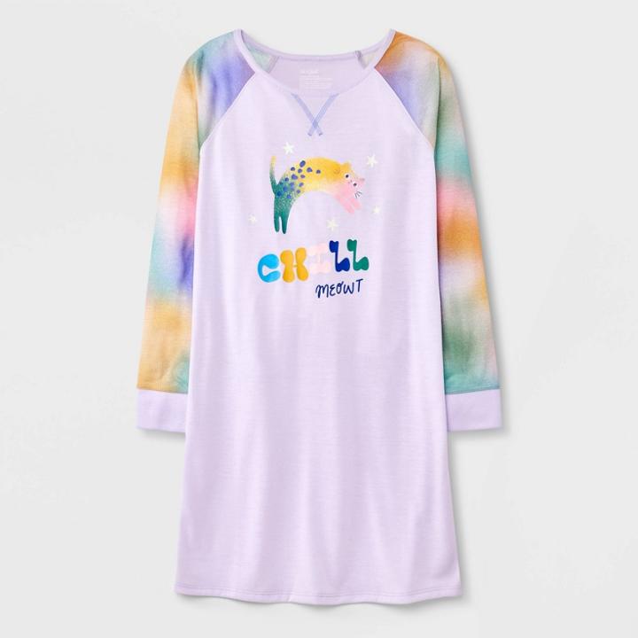Girls' Cat Long Sleeve Nightgown - Cat & Jack Purple