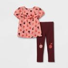 Toddler Girls' Short Sleeve Apple Top & Leggings Set - Cat & Jack Rose