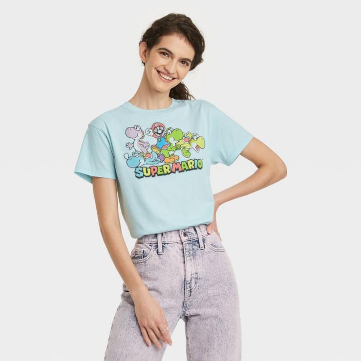 Women's Super Mario Short Sleeve Graphic T-shirt - Blue