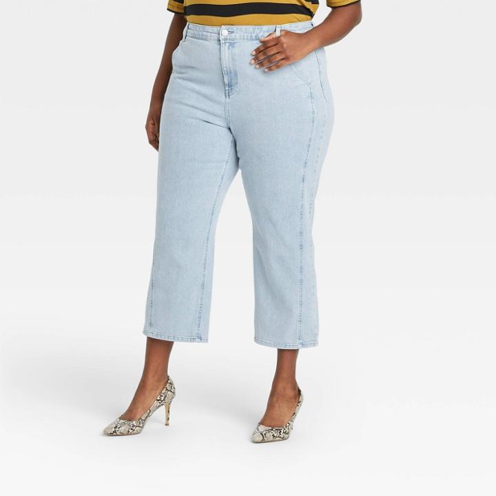 Women's Plus Size Flare Cropped Denim Pants - Who What Wear Blue