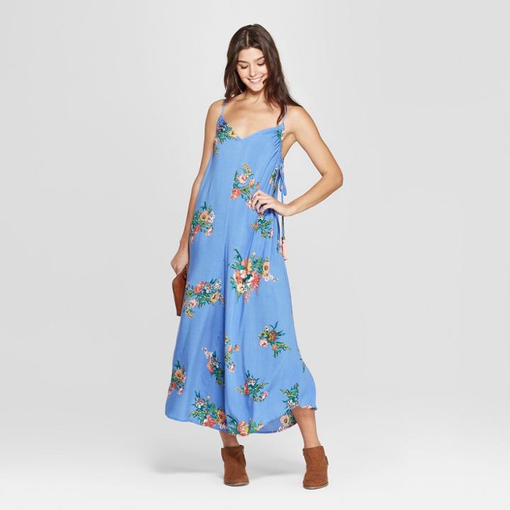 Women's Floral Print Strappy Square Neck Waist Tie Cropped Jumpsuit - Xhilaration