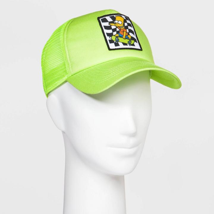 The Simpsons Bart Skateboard Trucker Hat - Bright Green