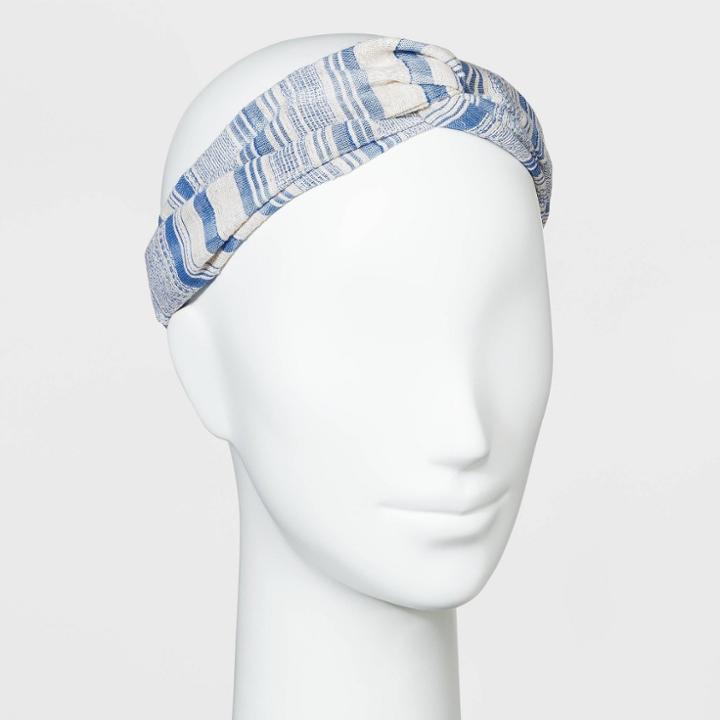 Cotton Twist Front With Stripes Print Headwrap - Universal Thread Blue