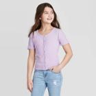 Petitegirls' Short Sleeve Ribbed T-shirt - Art Class Lavender S, Girl's, Size: