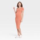 Short Sleeve T-shirt Maternity Dress - Isabel Maternity By Ingrid & Isabel Peach Orange