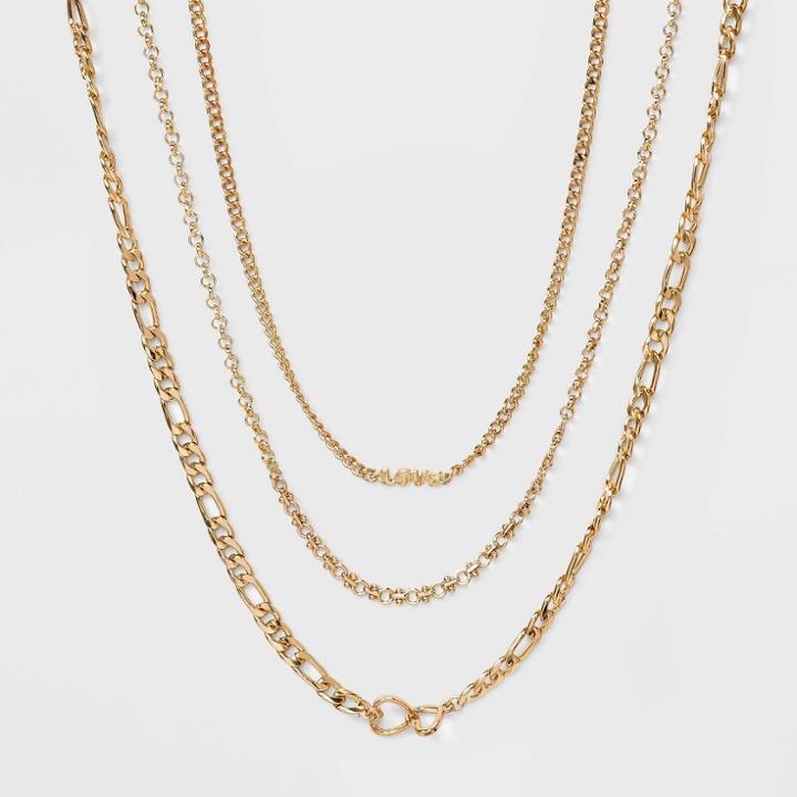 Love Layered Chain Necklace Set 3pc - Wild Fable Gold